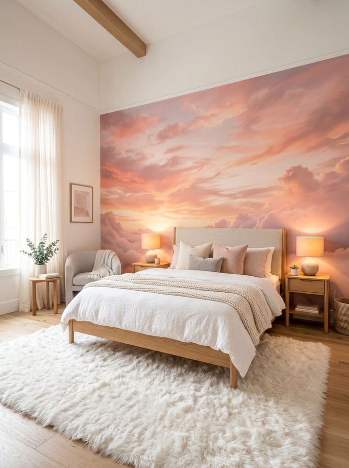 Soft Pink Cloud Wallpaper - 30 bedroom peel and stick wallpapers