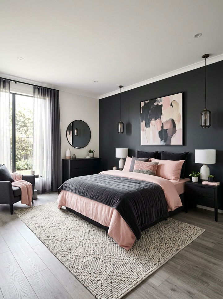 Soft Pink and Charcoal Gray Bedroom - 30 pink gray bedroom ideas