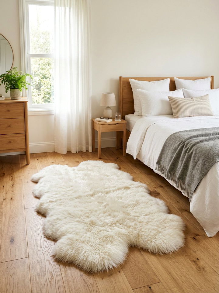 Soft Sheepskin Rug - 30 Norwegian bedroom ideas