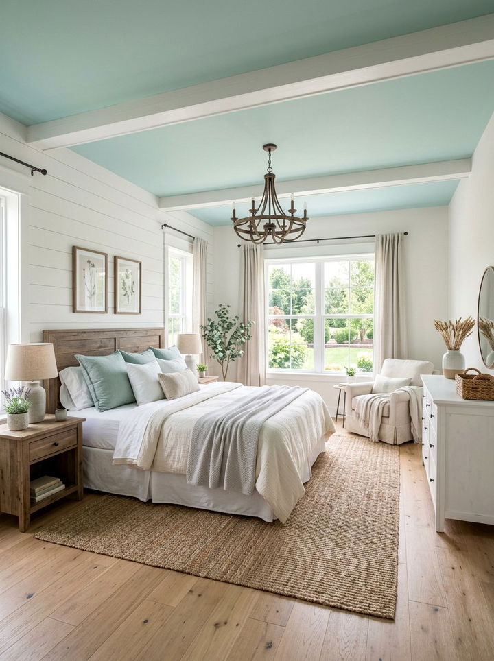 Soft Teal Ceiling Color - 30 farmhouse teal bedroom ideas