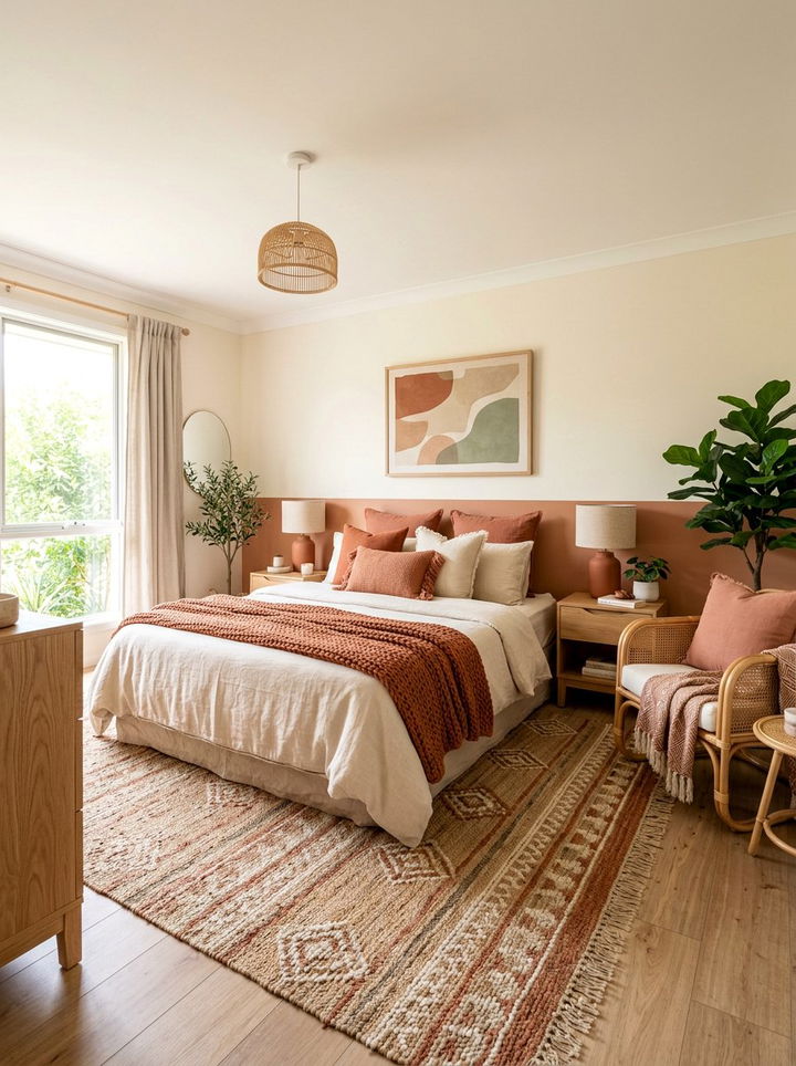 Soft Terracotta Accent Bedroom - 30 warm neutral bedroom ideas