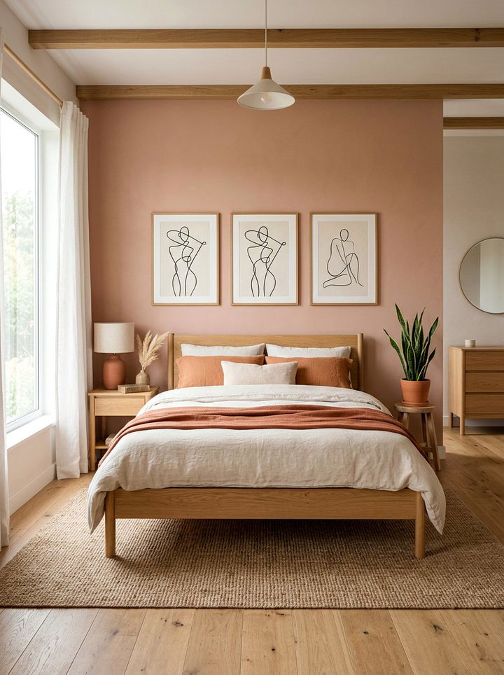 Soft Terracotta Minimalist Bedroom - 30 orange bedroom ideas