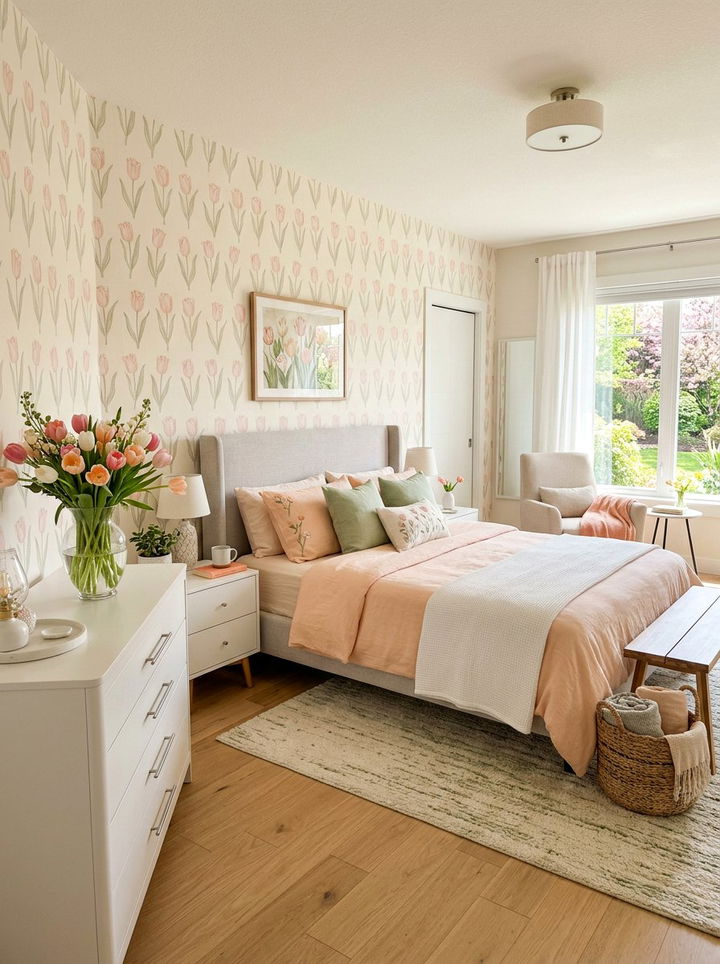 Soft Tulip Bedroom - 30 floral themed bedroom ideas