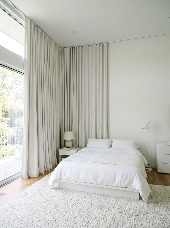 Soft White Suede Curtains - 30 suede bedroom ideas