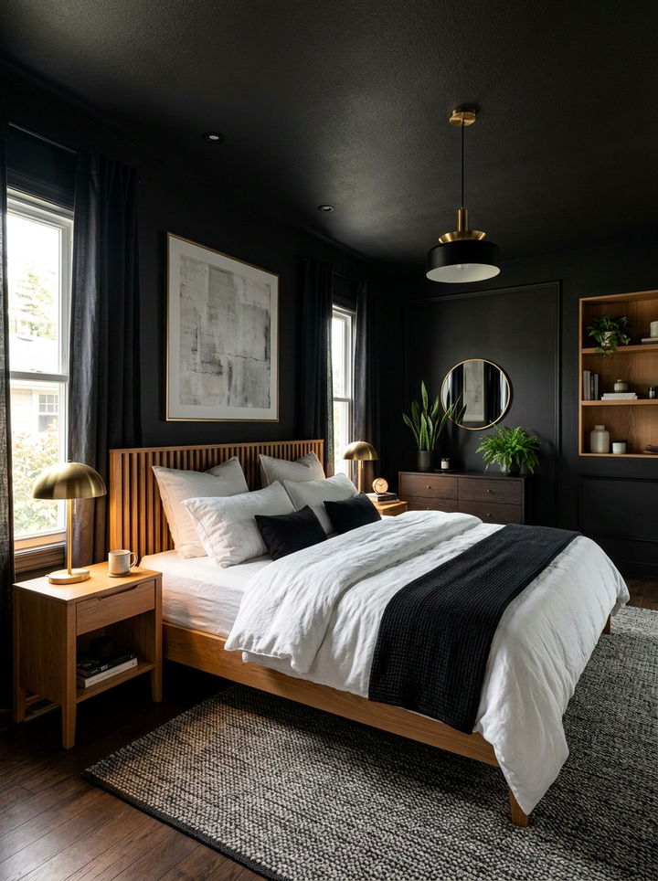 Soft black bedroom wall - 30 bedroom paint color ideas