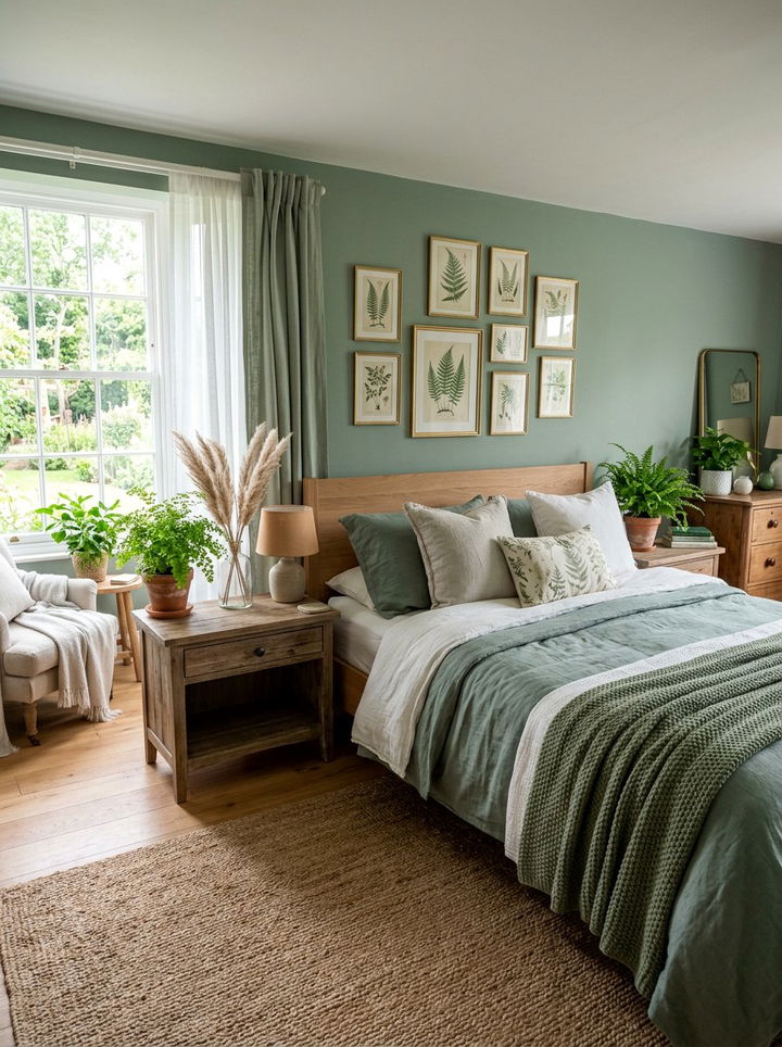 Soft fern green bedroom - 30 botanical green bedroom ideas