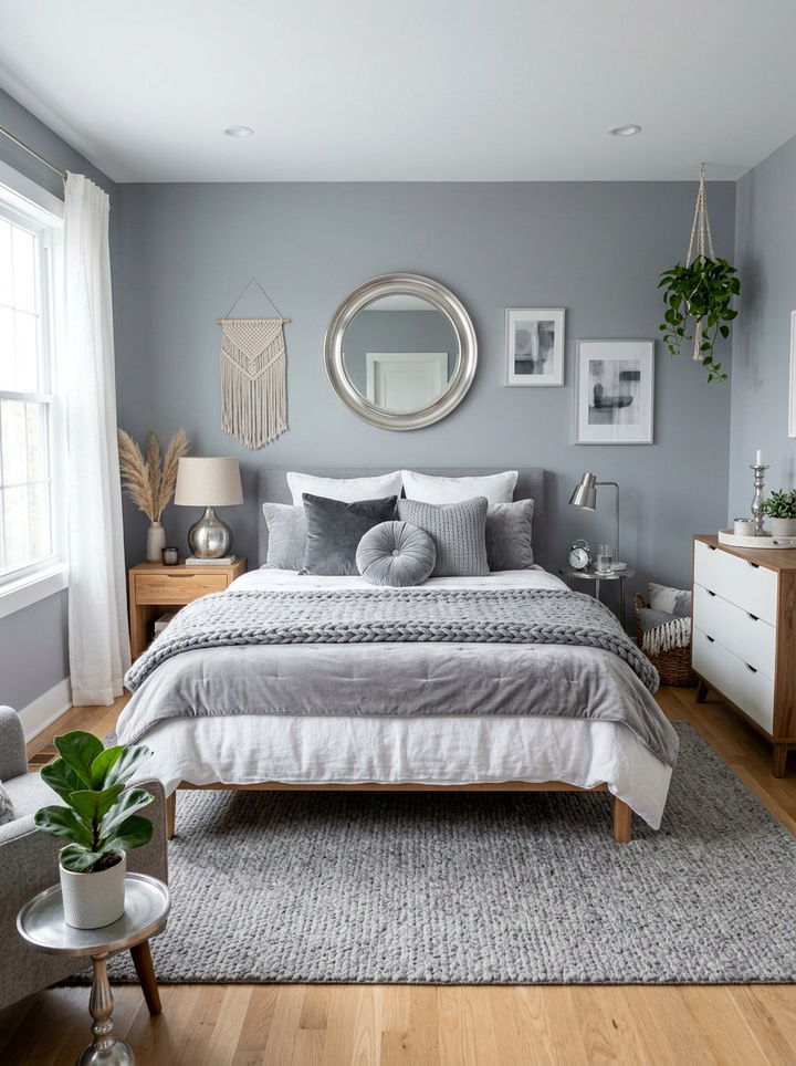 Soft gray boho bedroom - 30 boho bedroom color ideas