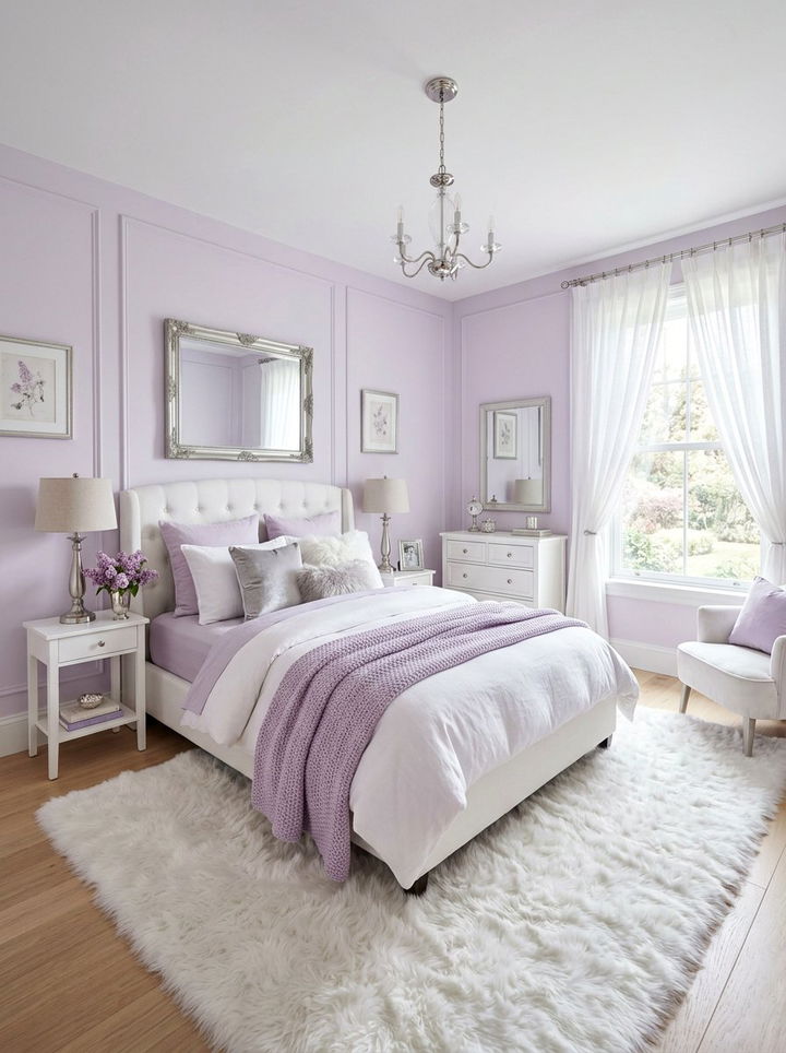 Soft lilac feminine bedroom - 30 pale color bedroom ideas