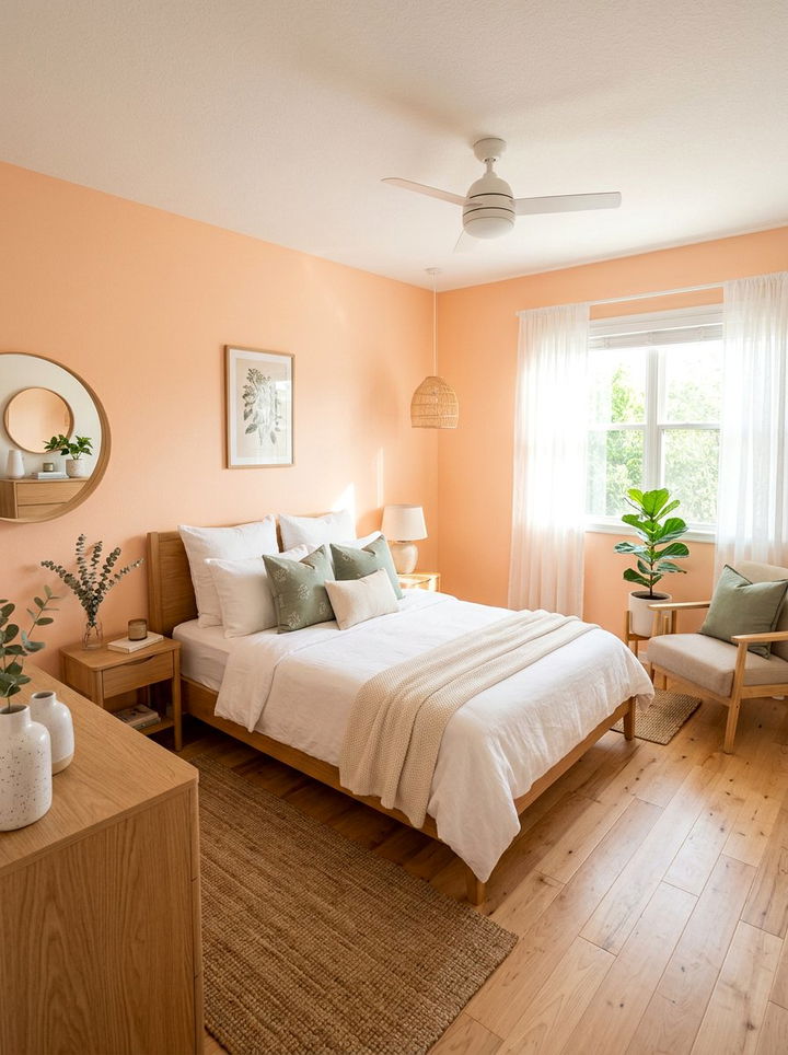 Soft peach bedroom - 30 earthy bedroom color ideas