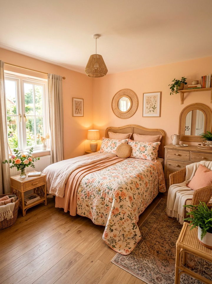 Soft peach bedroom - 30 cottagecore bedroom color ideas
