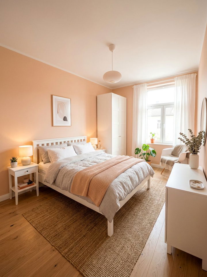 Soft peach scandinavian bedroom - 30 Scandinavian bedroom color ideas