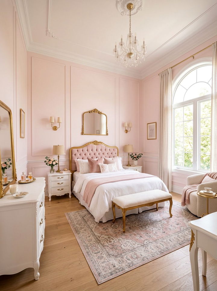 Soft pink French bedroom - 30 French bedroom ideas