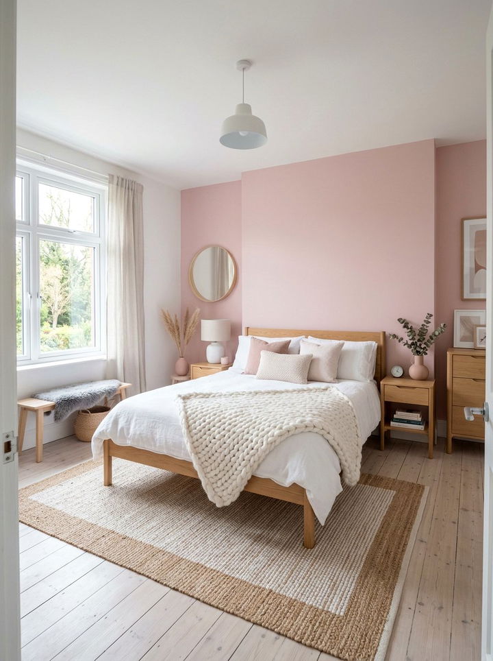 Soft pink white Scandinavian bedroom - 30 pinkish white bedroom ideas