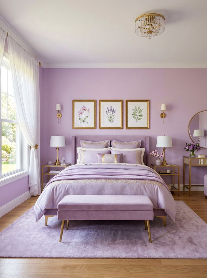 Soft purple gold bedroom - 30 purple and gold bedroom color combo