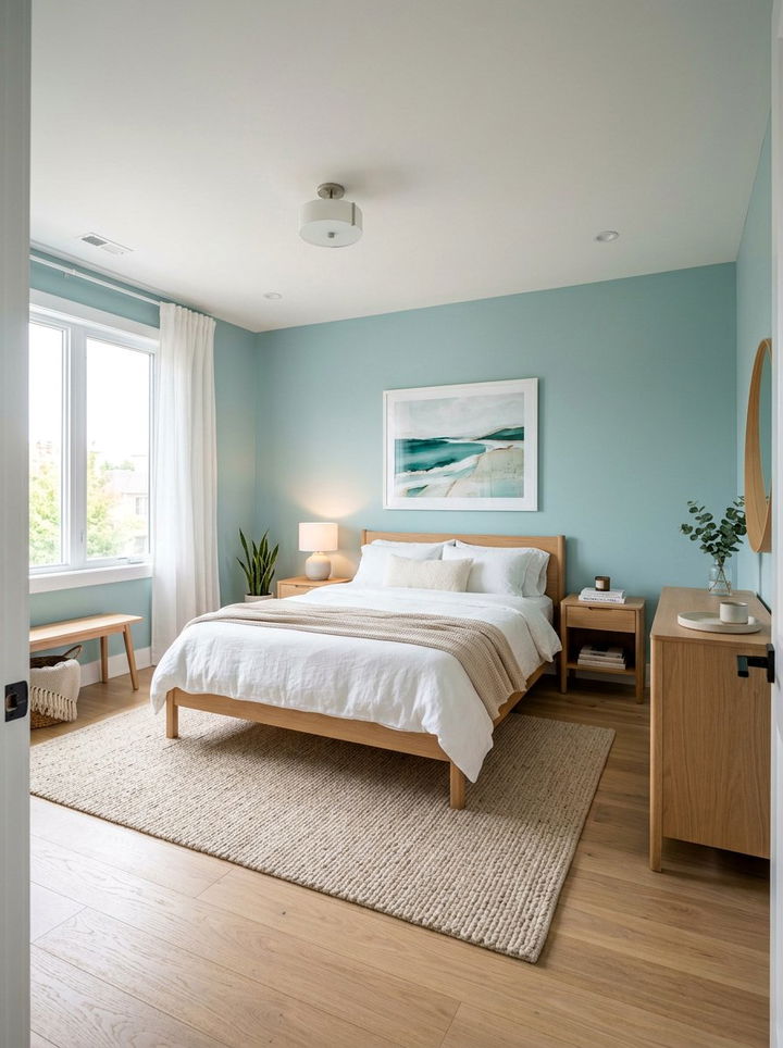 Soft teal bedroom walls - 30 minimalist teal bedroom ideas