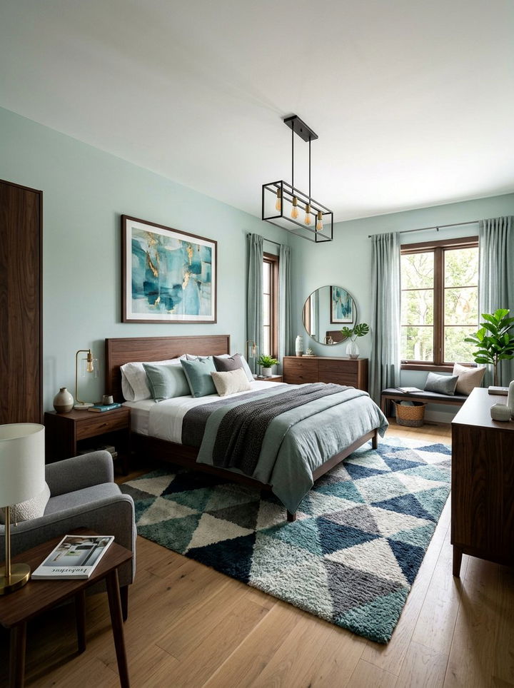Soft teal contemporary bedroom - 30 pale color bedroom ideas
