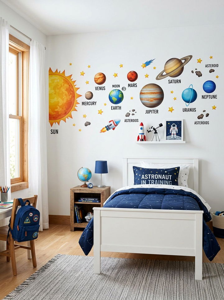 Solar System Wall Decal - 30 space themed bedroom ideas