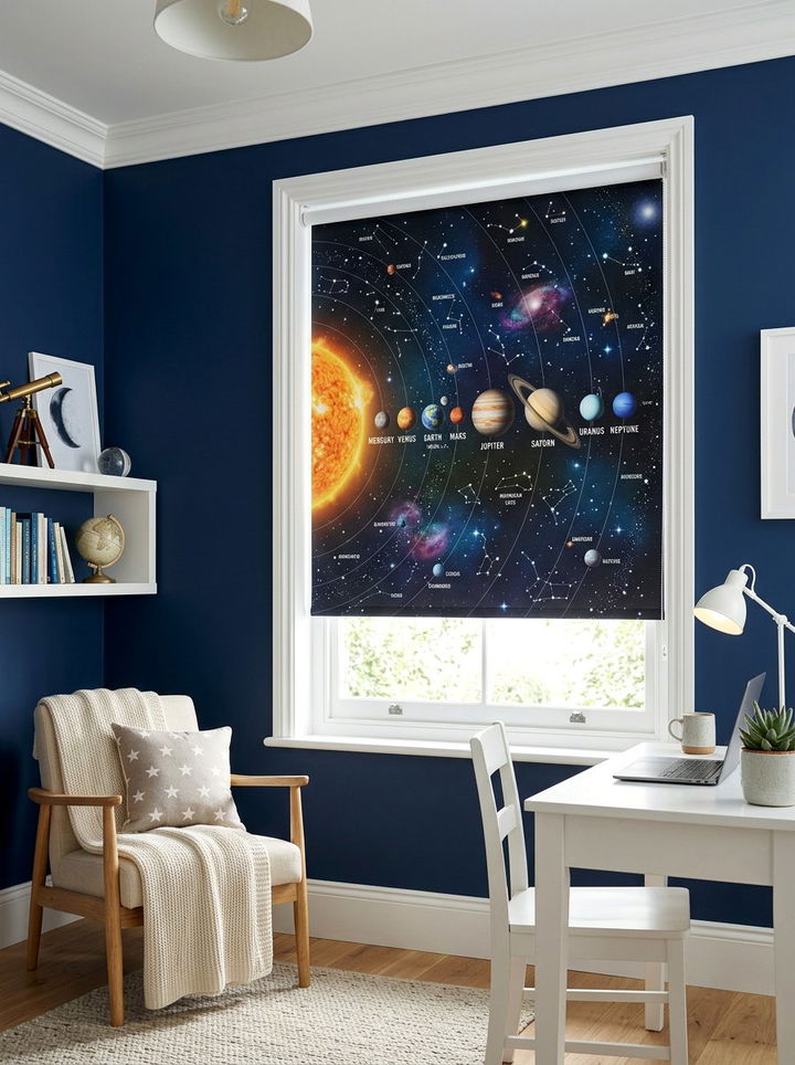 Solar System Window Blind - 30 planet bedroom ideas