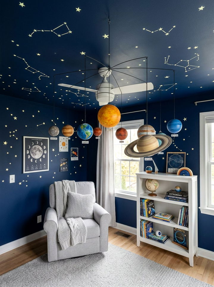 Solar system mobile - 30 astronaut bedroom ideas