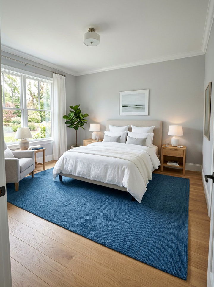 Solid Blue Rug - 30 bedroom rug ideas