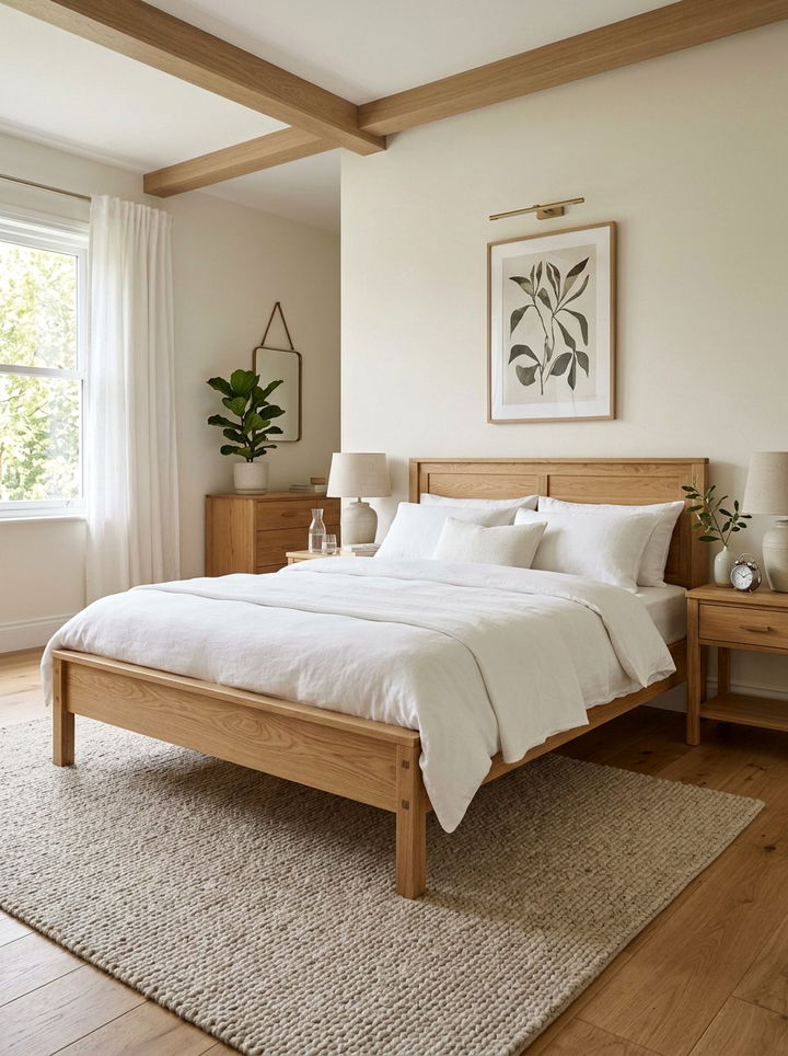 Solid oak bed frame - 30 zen bedroom ideas