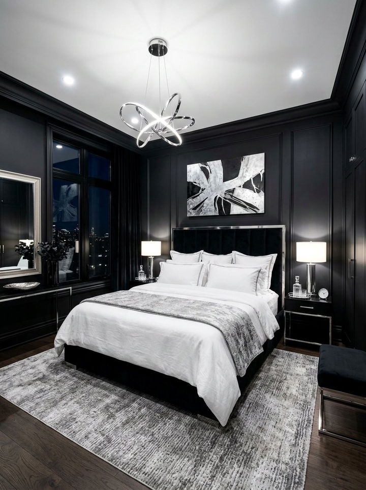 Sophisticated Black Bedroom - 30 bedroom on a budget ideas