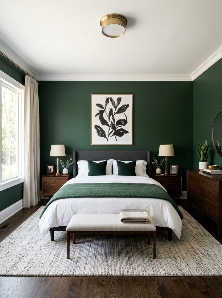 Sophisticated forest green bedroom layout - 30 forest green accent wall bedroom
