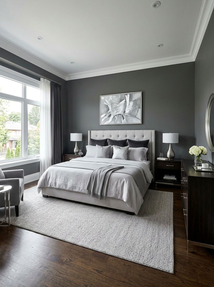 Sophisticated grey master bedroom - 30 empty nester bedroom ideas