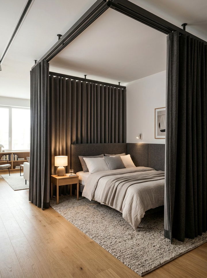 Soundproof Curtain Partition - 30 bedroom curtain dividers