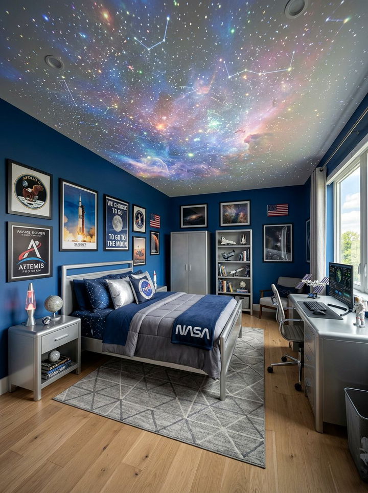 Space Exploration Bedroom - 30 geek bedroom ideas