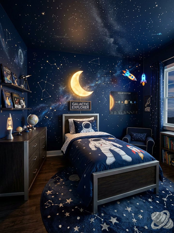 Space Galaxy Bedroom - 30 kids bedroom ideas