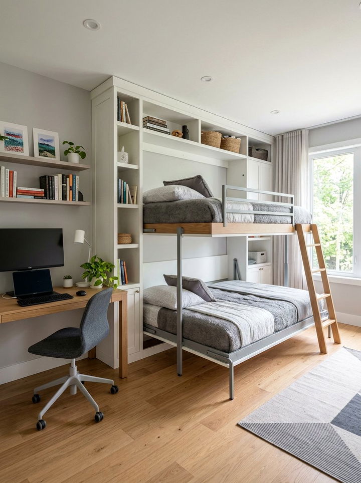 Space Saving Murphy Bunk Bed - 30 bedroom bunk bed ideas