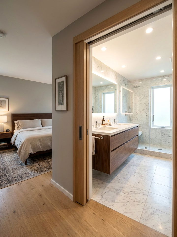 Space Saving Pocket Door - 30 bedroom door designs