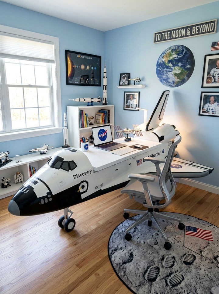 Space Shuttle Desk - 30 planet bedroom ideas