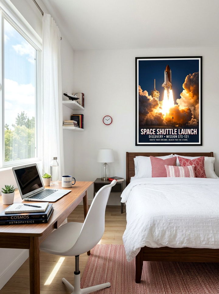Space Shuttle Launch Poster - 30 space themed bedroom ideas
