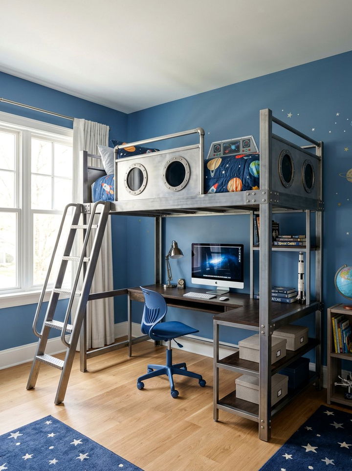 Space Station Loft Bed - 30 solar system bedroom ideas