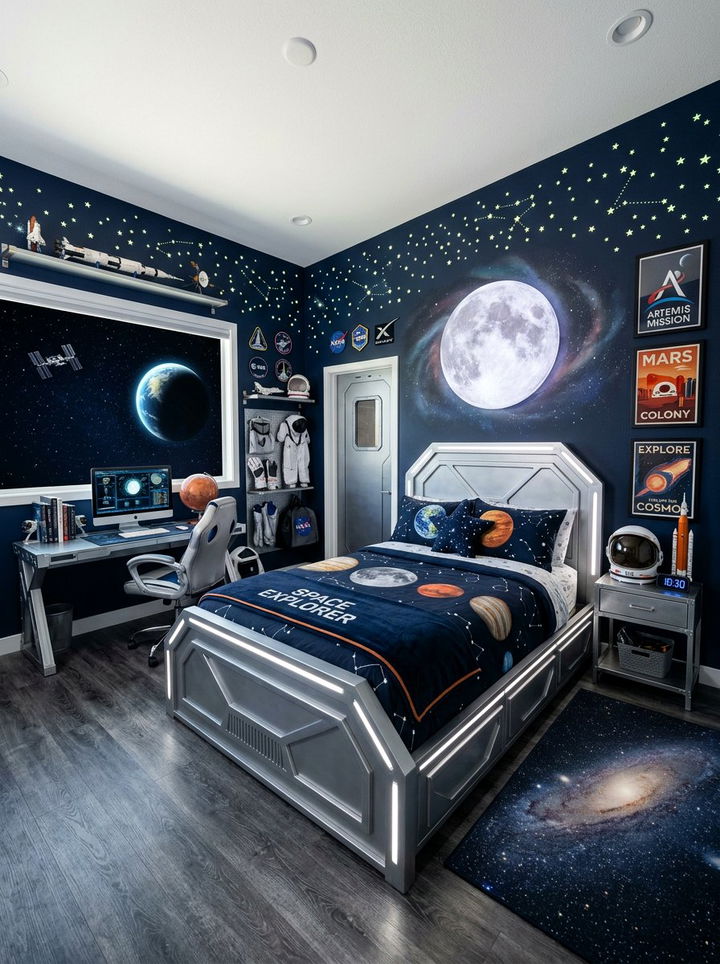 Space exploration bedroom - 30 explorer bedroom ideas