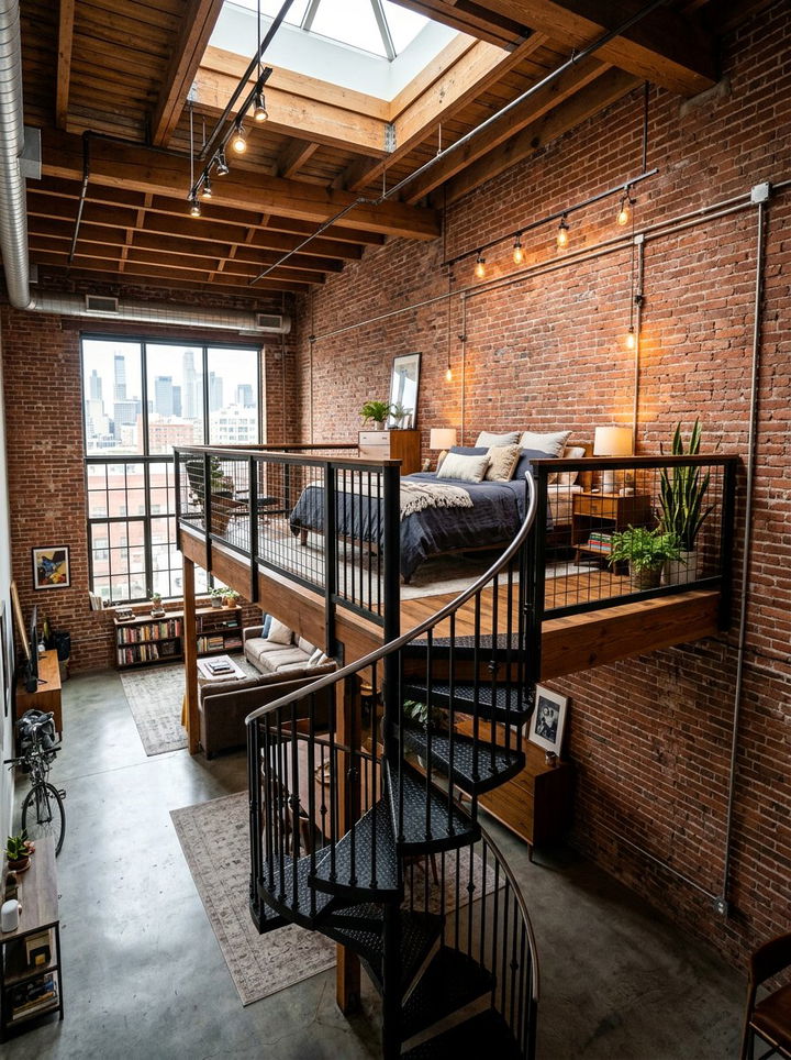 Spiral Staircase Bedroom - 30 loft style bedroom ideas