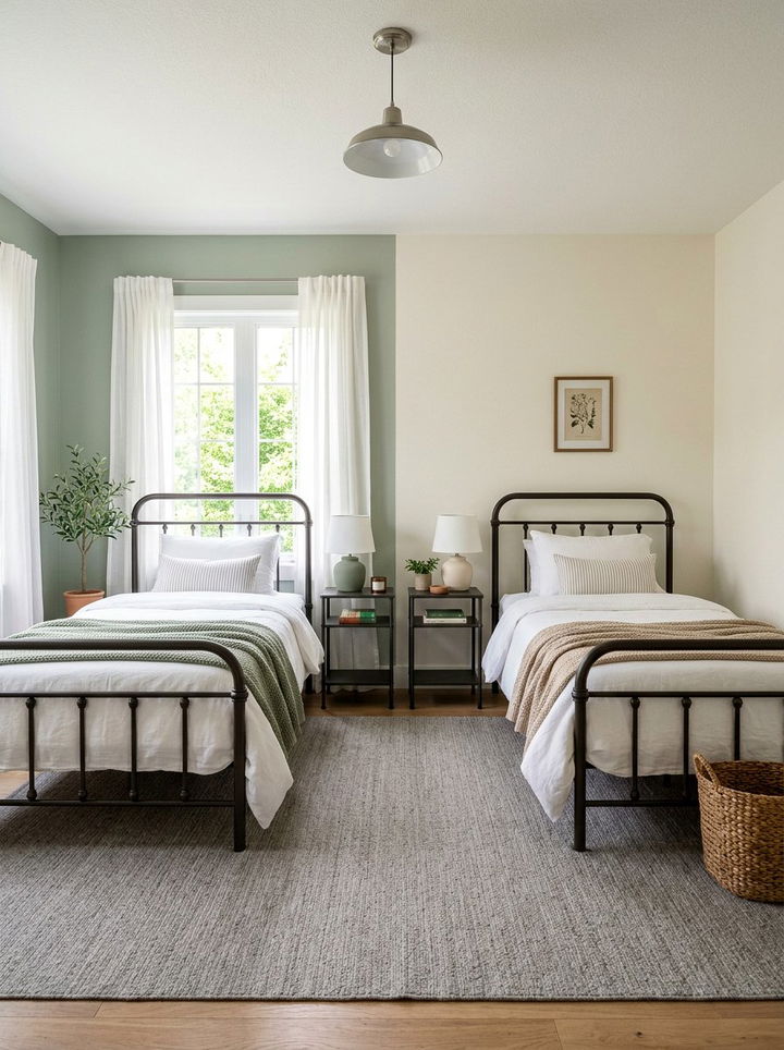 Split Color Bedroom - 30 twin siblings bedroom ideas