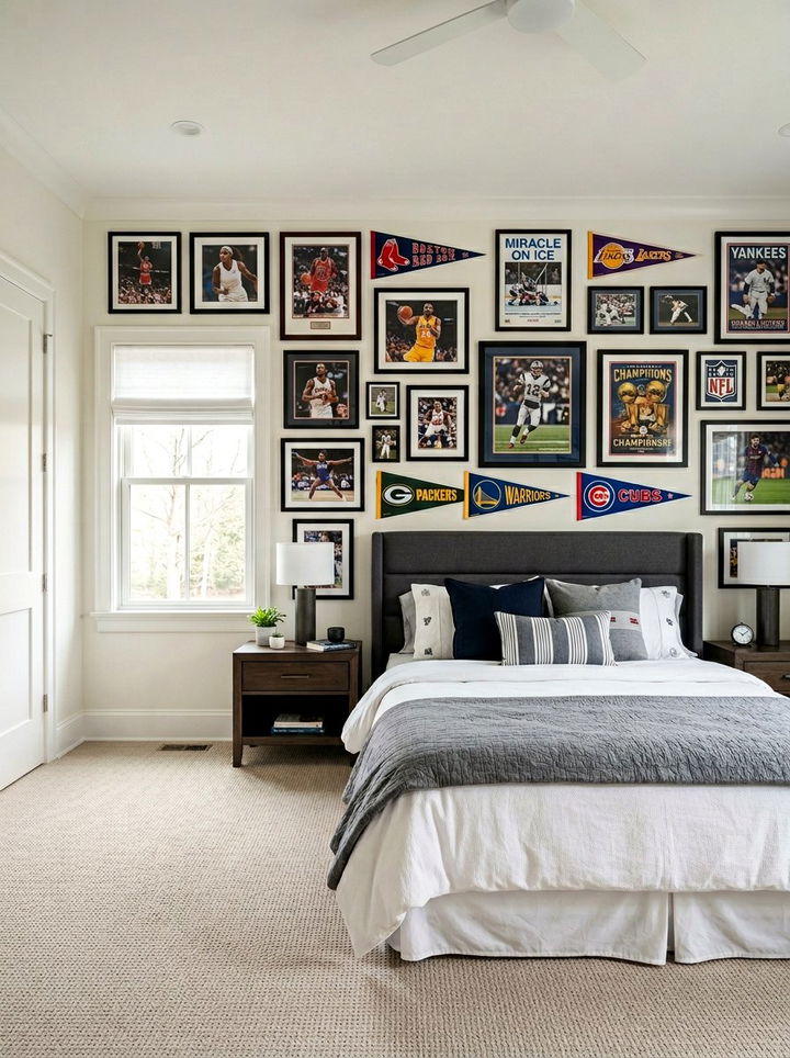 Sports Gallery Wall - 30 football bedroom ideas