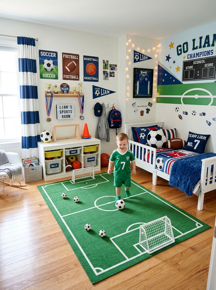 Sports themed toddler room - 30 toddler bedroom ideas