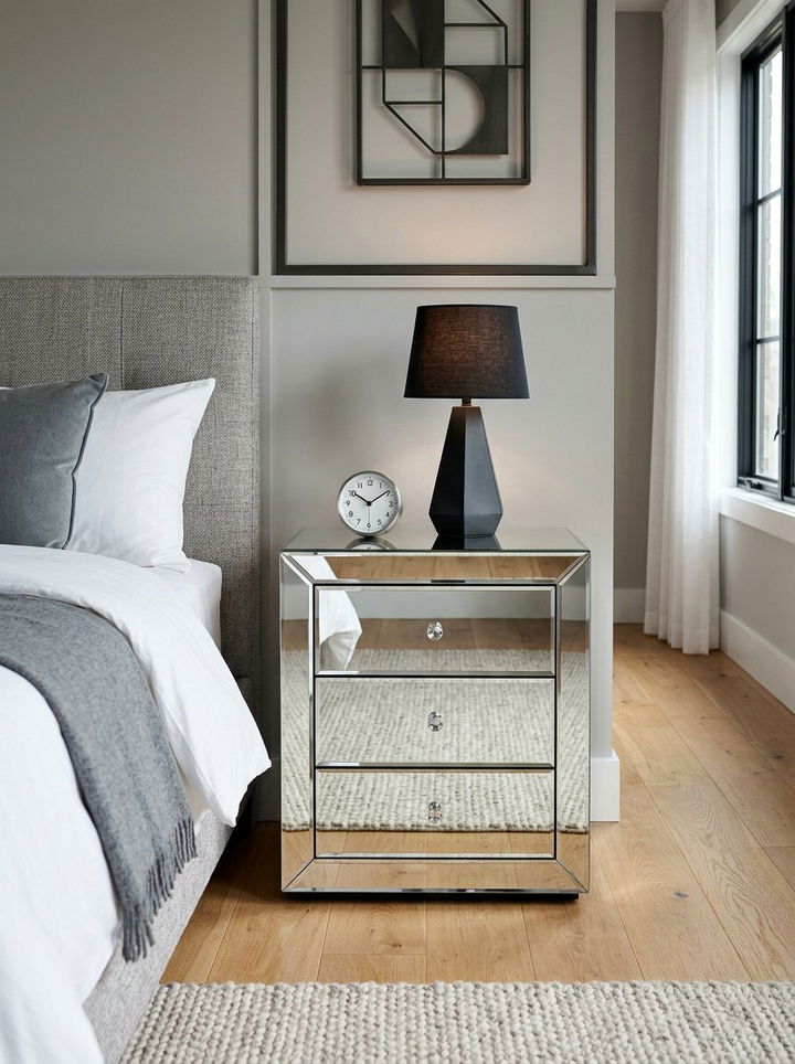 Square Mirrored Nightstand - 30 bedroom mirrored nightstands