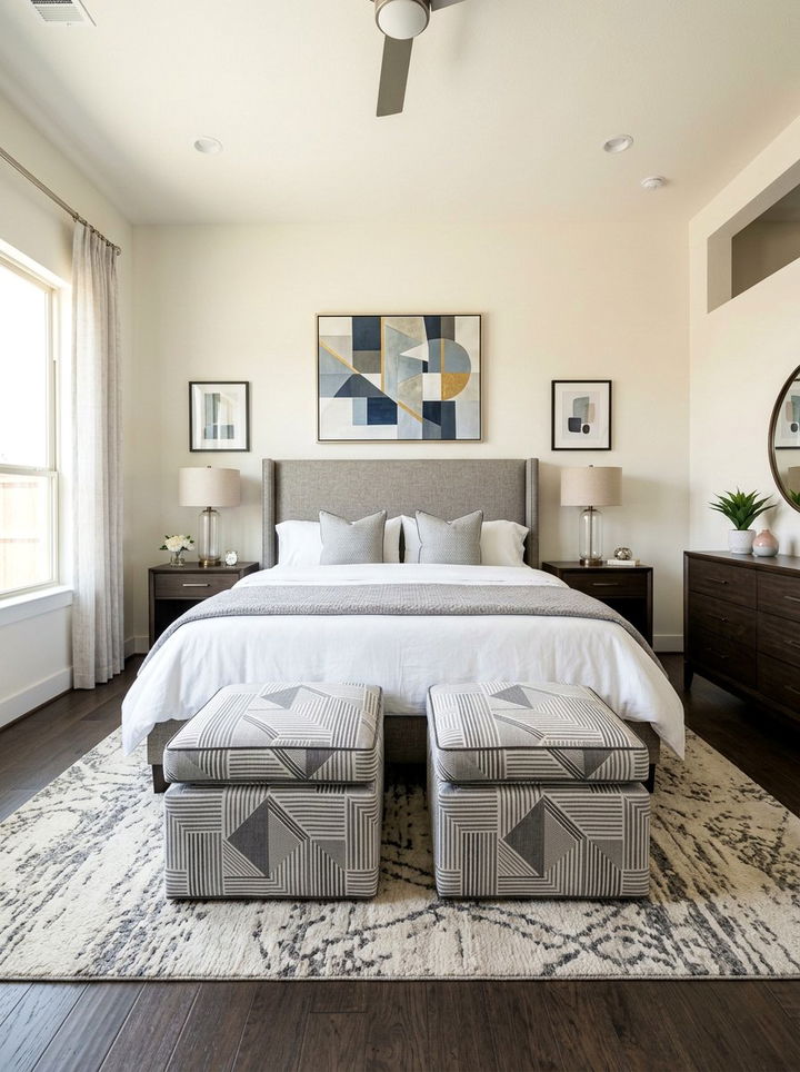 Square upholstered ottoman stool - 30 bedroom ottomans