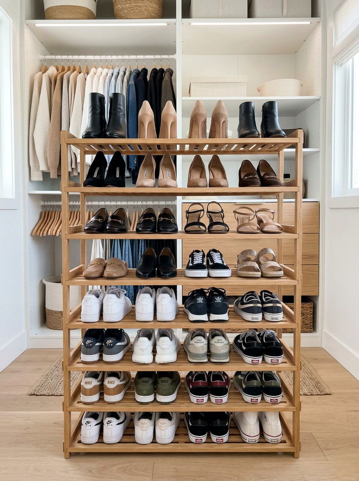 Stackable Shoe Rack - 30 bedroom storage tips