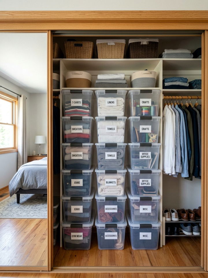 Stackable Storage Bins - 30 bedroom creative storage ideas