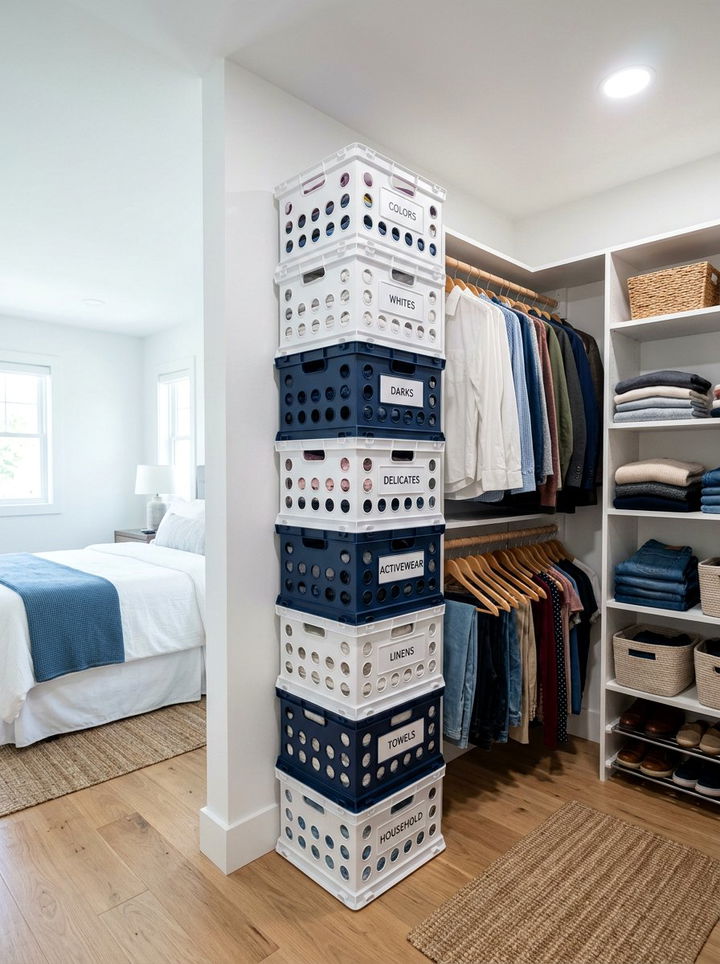 Stackable laundry crates - 30 bedroom laundry baskets