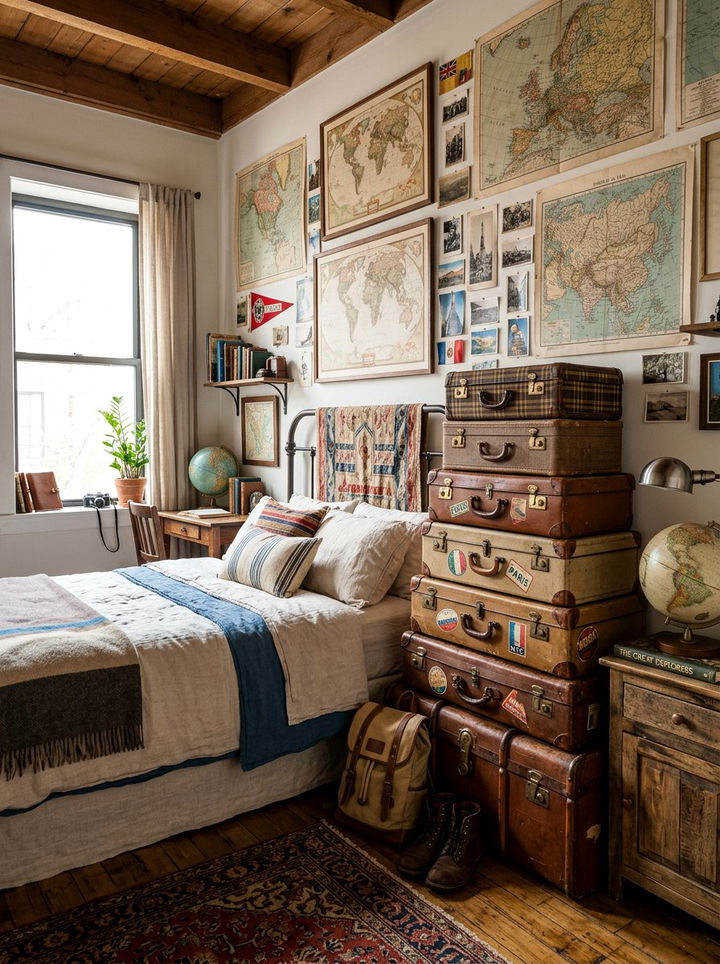 Stacked Vintage Suitcase - 30 bedroom nightstand alternatives