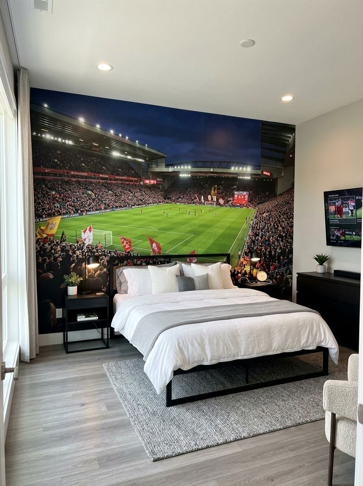 Stadium Wall Mural - 30 football bedroom ideas