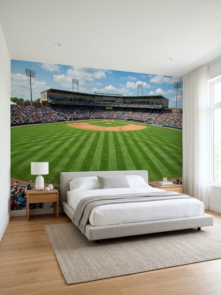 Stadium Wall Mural - 30 baseball bedroom ideas