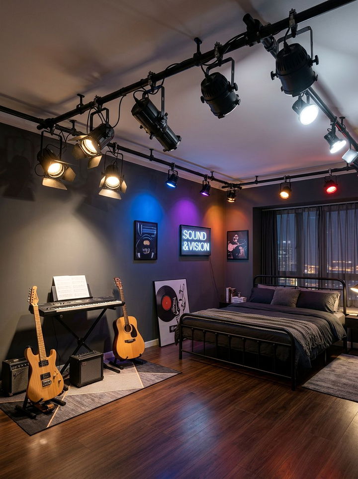 Stage Lighting Bedroom - 30 music themed bedroom ideas